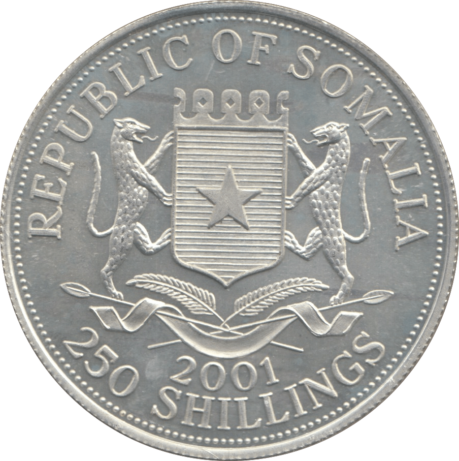 2001 SILVER 250 SHILLING QUEEN VICTORIA REPUBLIC OF SOMALIA - SILVER WORLD COINS - Cambridgeshire Coins