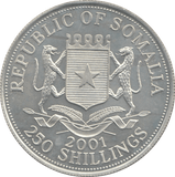 2001 SILVER 250 SHILLING QUEEN VICTORIA REPUBLIC OF SOMALIA - SILVER WORLD COINS - Cambridgeshire Coins