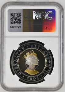2001 SILVER GIBRALTAR 21ST CENTURY GILT - BLACKENED CROWN ( NGC ) PF 68 ULTRA CAMEO VERY SCARE - NGC GOLD COINS - Cambridgeshire Coins