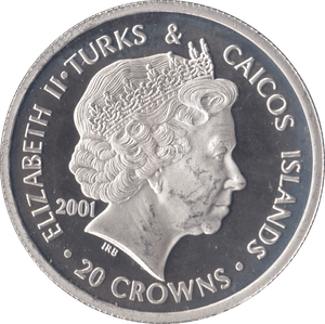 2001 SILVER ONE CROWN GIBRALTAR QUEEN VICTORIA TURKS AND CAICOS - SILVER WORLD COINS - Cambridgeshire Coins