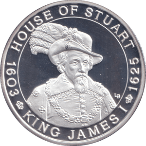 2001 SILVER PROOF 20 CROWN KING JAMES I - SILVER WORLD COINS - Cambridgeshire Coins