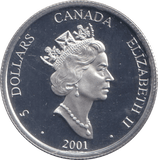 2001 SILVER PROOF 5 DOLLAR CANADA - SILVER WORLD COINS - Cambridgeshire Coins