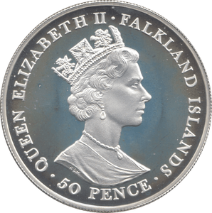 2001 SILVER PROOF FIFTY PENCE QUEEN VICTORIA FALKLAND ISLANDS - WORLD COINS - Cambridgeshire Coins