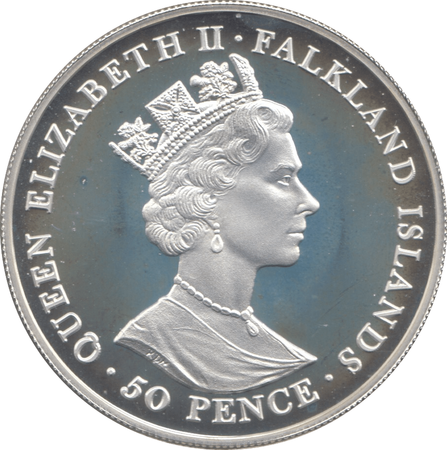 2001 SILVER PROOF FIFTY PENCE QUEEN VICTORIA FALKLAND ISLANDS - WORLD COINS - Cambridgeshire Coins