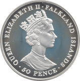 2001 SILVER PROOF FIFTY PENCE QUEEN VICTORIA FALKLAND ISLANDS - WORLD COINS - Cambridgeshire Coins