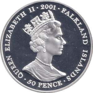 2001 SILVER PROOF FIFTY PENCE VICTORIA FALKLAND ISLANDS - SILVER WORLD COINS - Cambridgeshire Coins