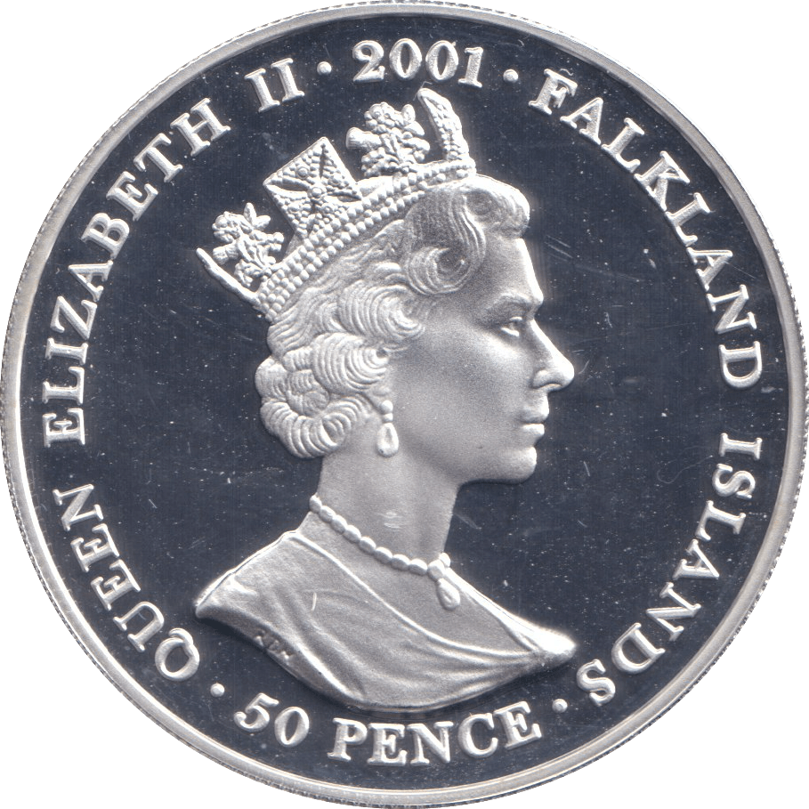 2001 SILVER PROOF FIFTY PENCE VICTORIA FALKLAND ISLANDS - SILVER WORLD COINS - Cambridgeshire Coins