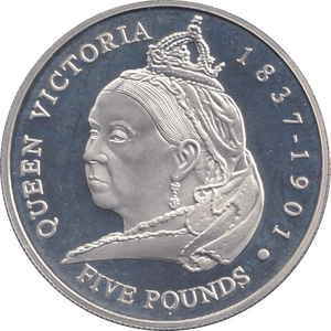 2001 SILVER PROOF FIVE POUND QUEEN VICTORIA - SILVER WORLD COINS - Cambridgeshire Coins