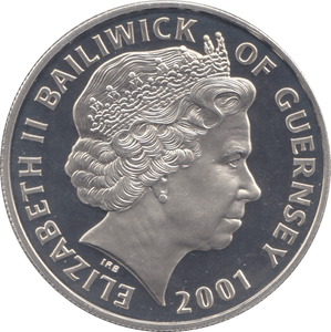 2001 SILVER PROOF FIVE POUNDS GUERNSEY - SILVER WORLD COINS - Cambridgeshire Coins