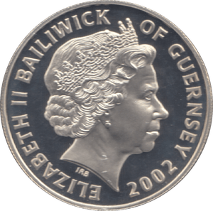 2001 SILVER PROOF FIVE POUNDS GUERNSEY - SILVER WORLD COINS - Cambridgeshire Coins