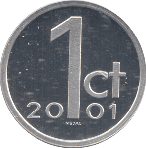 2001 SILVER PROOF NETHERLAND ONE CENT - SILVER WORLD COINS - Cambridgeshire Coins