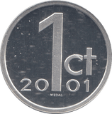 2001 SILVER PROOF NETHERLAND ONE CENT - SILVER WORLD COINS - Cambridgeshire Coins
