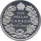 2001 SILVER PROOF ONE DOLLAR COIN CANADA - SILVER WORLD COINS - Cambridgeshire Coins