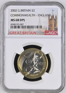 2002 £2 COMMONWEALTH ENGLAND MS 68 - NGC OTHER COINS - Cambridgeshire Coins
