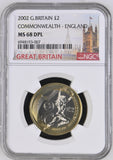 2002 £2 COMMONWEALTH ENGLAND MS 68 - NGC OTHER COINS - Cambridgeshire Coins