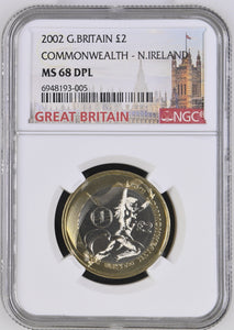 2002 £2 COMMONWEALTH IRELAND MS 68 - NGC OTHER COINS - Cambridgeshire Coins