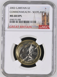2002 £2 COMMONWEALTH SCOTLAND MS 68 - NGC OTHER COINS - Cambridgeshire Coins