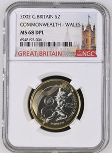 2002 £2 COMMONWEALTH WALES MS 68 - NGC OTHER COINS - Cambridgeshire Coins