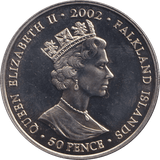 2002 50 PENCE FALKLAND ISLANDS - THE GOLDEN JUBILEE 3 - WORLD COINS - Cambridgeshire Coins