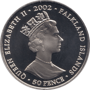 2002 50 PENCE QUEEN ELIZABETH GOLDEN JUBILEE FALKLAND ISLANDS F128 - CROWN - Cambridgeshire Coins