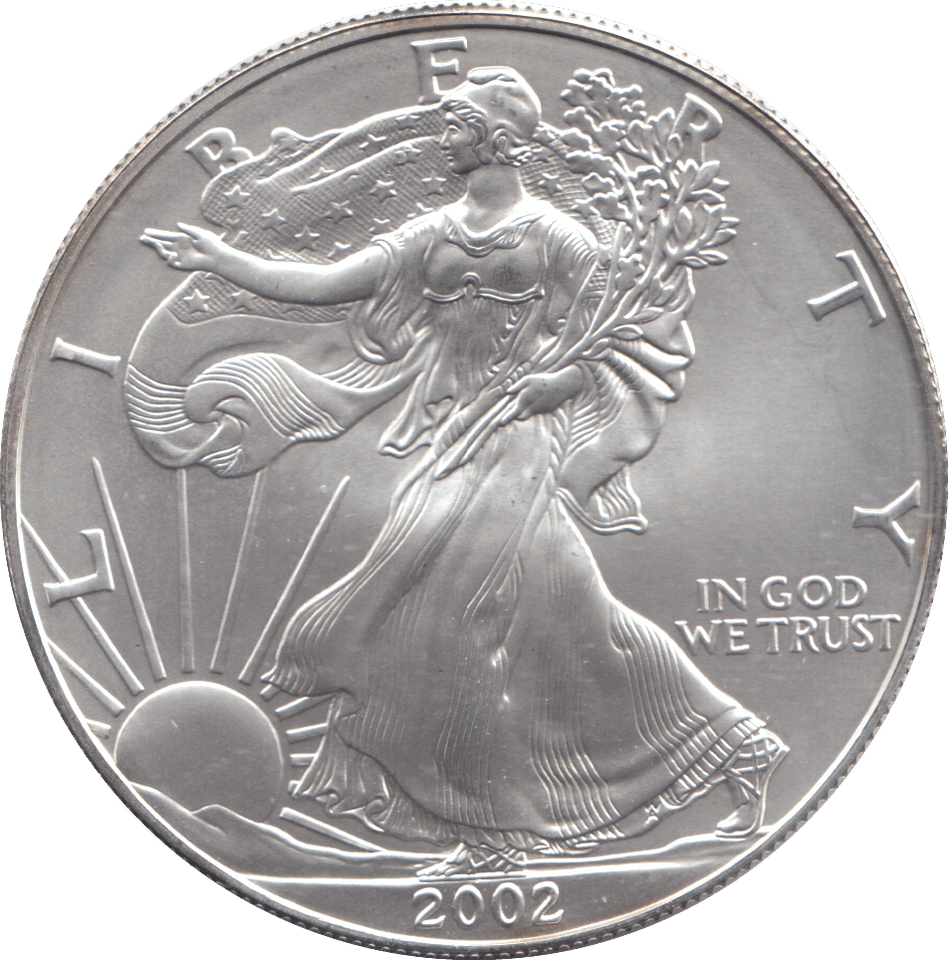 2002 AMERICAN EAGLE SILVER DOLLAR 1 OZ FINE SILVER USA - SILVER WORLD COINS - Cambridgeshire Coins