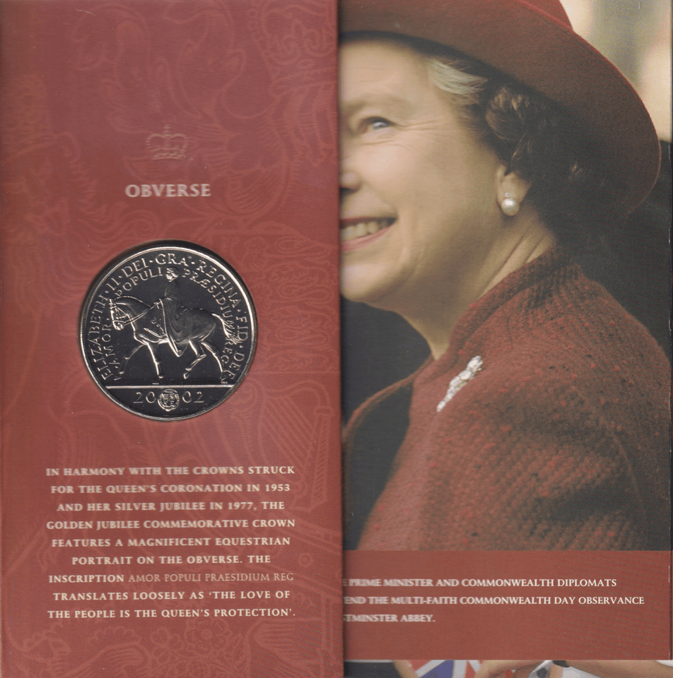 2002 BRILLIANT UNCIRCULATED £5 COIN PRESENTATION PACK GOLDEN JUBILEE CROWN - £5 BU PACK - Cambridgeshire Coins