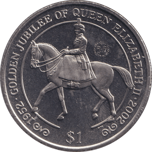 2002 BU ONE DOLLAR QUEEN ELIZABETH GOLDEN JUBILEE - WORLD COINS - Cambridgeshire Coins