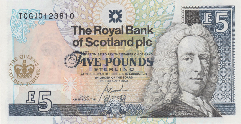 2002 FIVE POUND ROYAL BANK OF SCOTLAND BANKNOTE REF SCOT - 72 - WORLD BANKNOTES - Cambridgeshire Coins