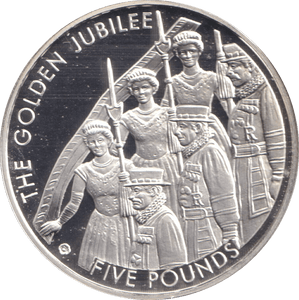 2002 FIVE POUNDS BAILIWICK OF JERSEY GOLDEN JUBILEE - SILVER WORLD COINS - Cambridgeshire Coins