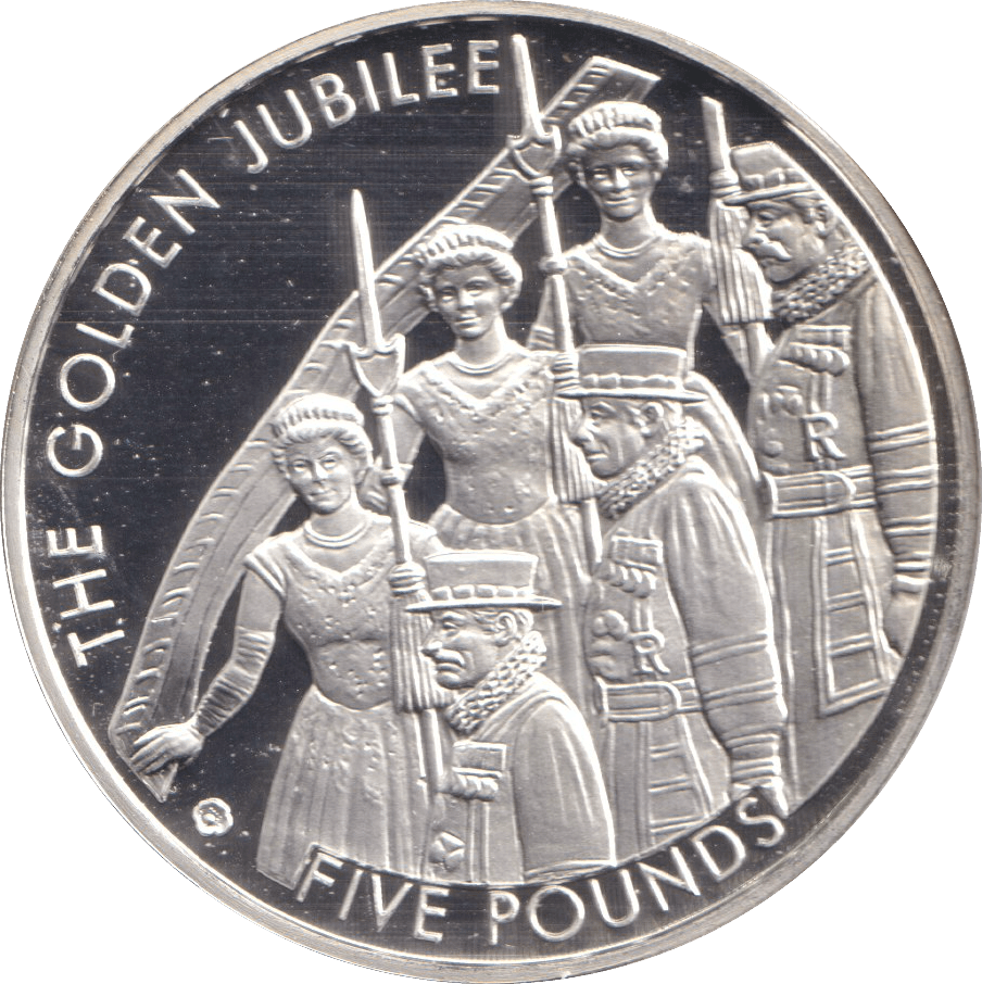 2002 FIVE POUNDS BAILIWICK OF JERSEY GOLDEN JUBILEE - SILVER WORLD COINS - Cambridgeshire Coins