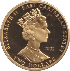 2002 GOLD PLATED 2 DOLLAR EAST CARIBBEAN STATES THE DUKE OF WELLINGTON - WORLD COINS - Cambridgeshire Coins