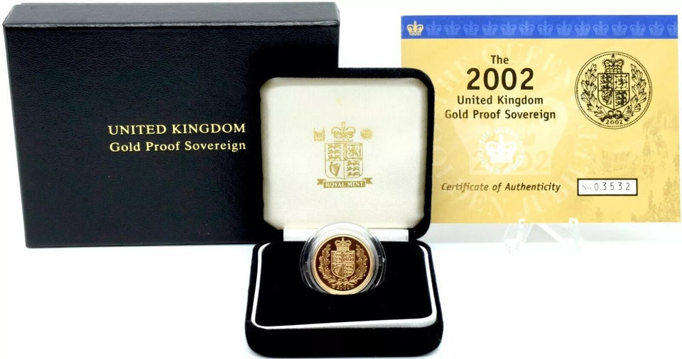 2002 GOLD PROOF SOVEREIGN BOXED - GOLD PROOF SOVEREIGNS - Cambridgeshire Coins