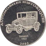 2002 HISTORY OF AUTOMOBILES RENAULT 1922 - WORLD COINS - Cambridgeshire Coins