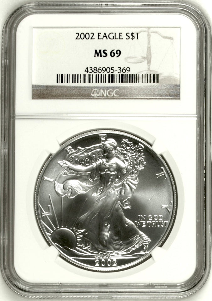 2002 SILVER EAGLE DOLLAR USA MS 69 NGC - NGC SILVER COINS - Cambridgeshire Coins