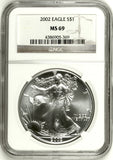 2002 SILVER EAGLE DOLLAR USA MS 69 NGC - NGC SILVER COINS - Cambridgeshire Coins