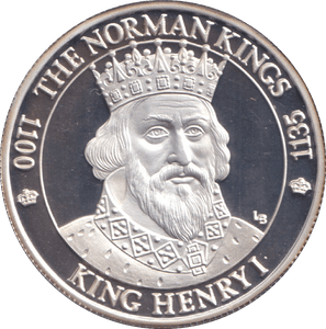 2002 SILVER PROOF 20 CROWN KING HENRY I - SILVER WORLD COINS - Cambridgeshire Coins