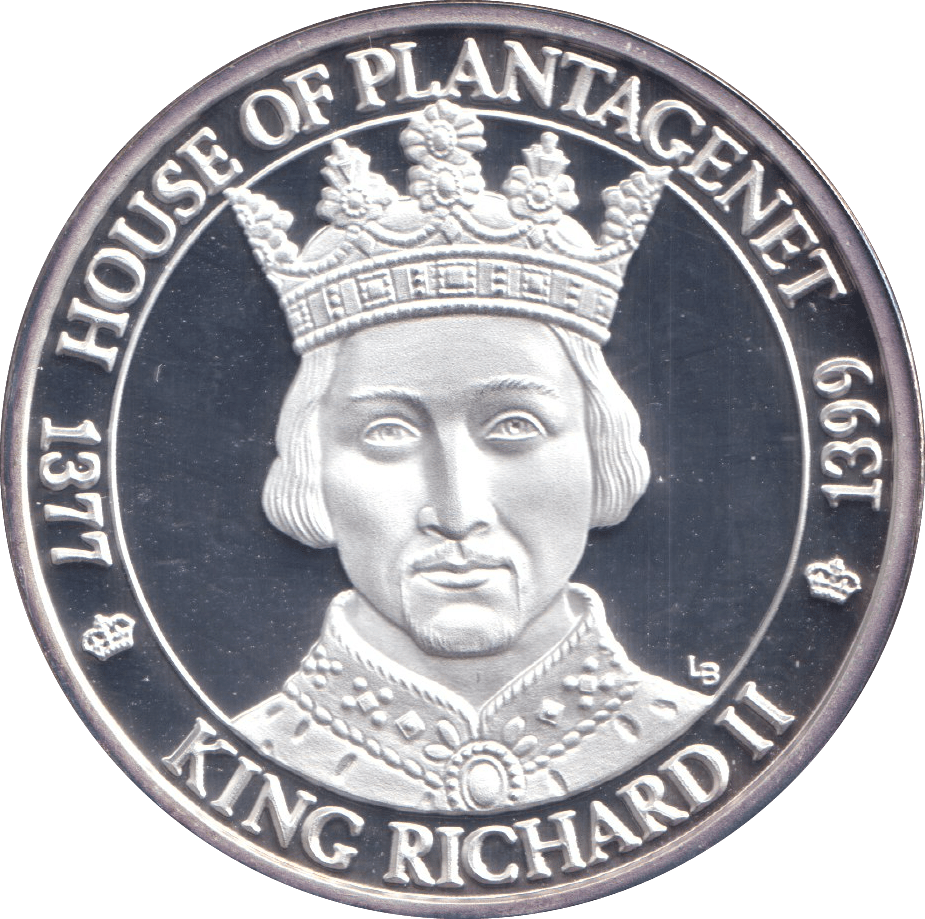 2002 SILVER PROOF 20 CROWN KING RICHARD II - SILVER WORLD COINS - Cambridgeshire Coins