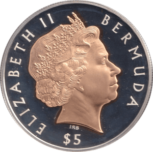 2002 SILVER PROOF FIVE DOLLAR BERMUDA - SILVER WORLD COINS - Cambridgeshire Coins