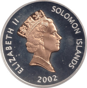 2002 SILVER PROOF FIVE DOLLAR SOLOMON ISLANDS - SILVER WORLD COINS - Cambridgeshire Coins