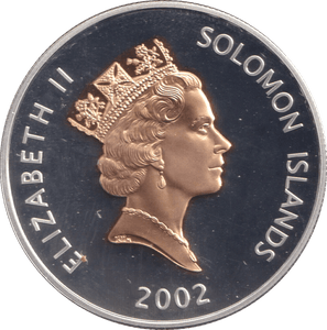 2002 SILVER PROOF FIVE DOLLAR SOLOMON ISLANDS - SILVER WORLD COINS - Cambridgeshire Coins