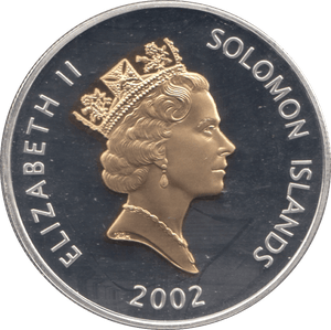 2002 SILVER PROOF FIVE DOLLARS SOLOMON ISLANDS - SILVER WORLD COINS - Cambridgeshire Coins