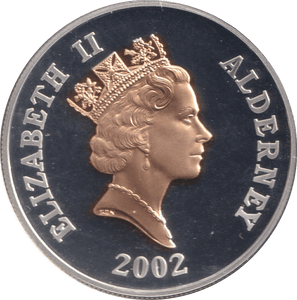 2002 SILVER PROOF FIVE POUNDS ALDERNEY - £5 Silver Proof - Cambridgeshire Coins