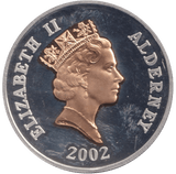 2002 SILVER PROOF FIVE POUNDS ALDERNEY - £5 Silver Proof - Cambridgeshire Coins