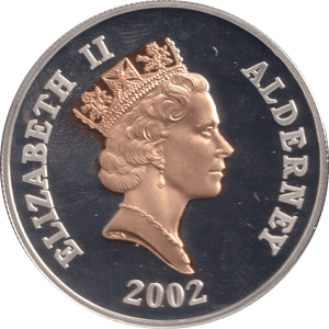 2002 SILVER PROOF FIVE POUNDS ALDERNEY - £5 Silver Proof - Cambridgeshire Coins