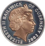 2002 SILVER PROOF FIVE POUNDS GUERNSEY - SILVER WORLD COINS - Cambridgeshire Coins