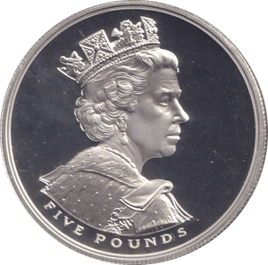 2002 SILVER PROOF FIVE POUNDS - SILVER WORLD COINS - Cambridgeshire Coins
