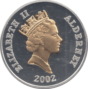 2002 SILVER PROOF GOLD PLATED FIVE POUNDS - £5 Silver Proof - Cambridgeshire Coins