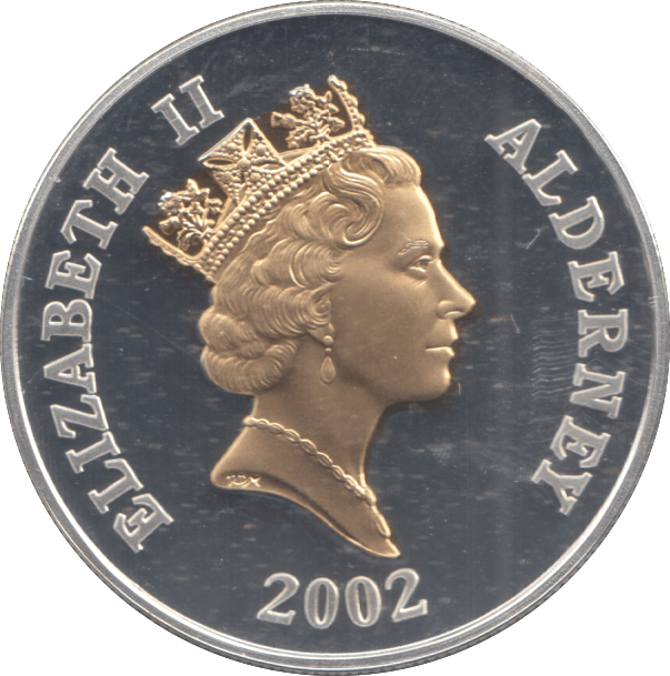 2002 SILVER PROOF GOLD PLATED FIVE POUNDS - £5 Silver Proof - Cambridgeshire Coins
