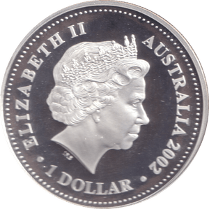 2002 SILVER PROOF ONE DOLLAR AUSTRALIA - WOLRD SILVER COINS - Cambridgeshire Coins