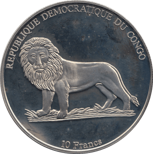 2002 SILVER PROOF TEN FRANCS BELGIAN CONGO - WORLD COINS - Cambridgeshire Coins